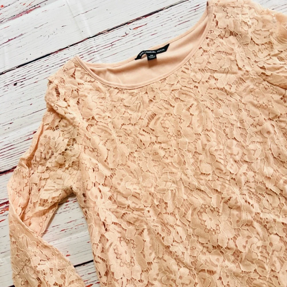 Blush Pink Lace Blouse with 3/4 Sleeves